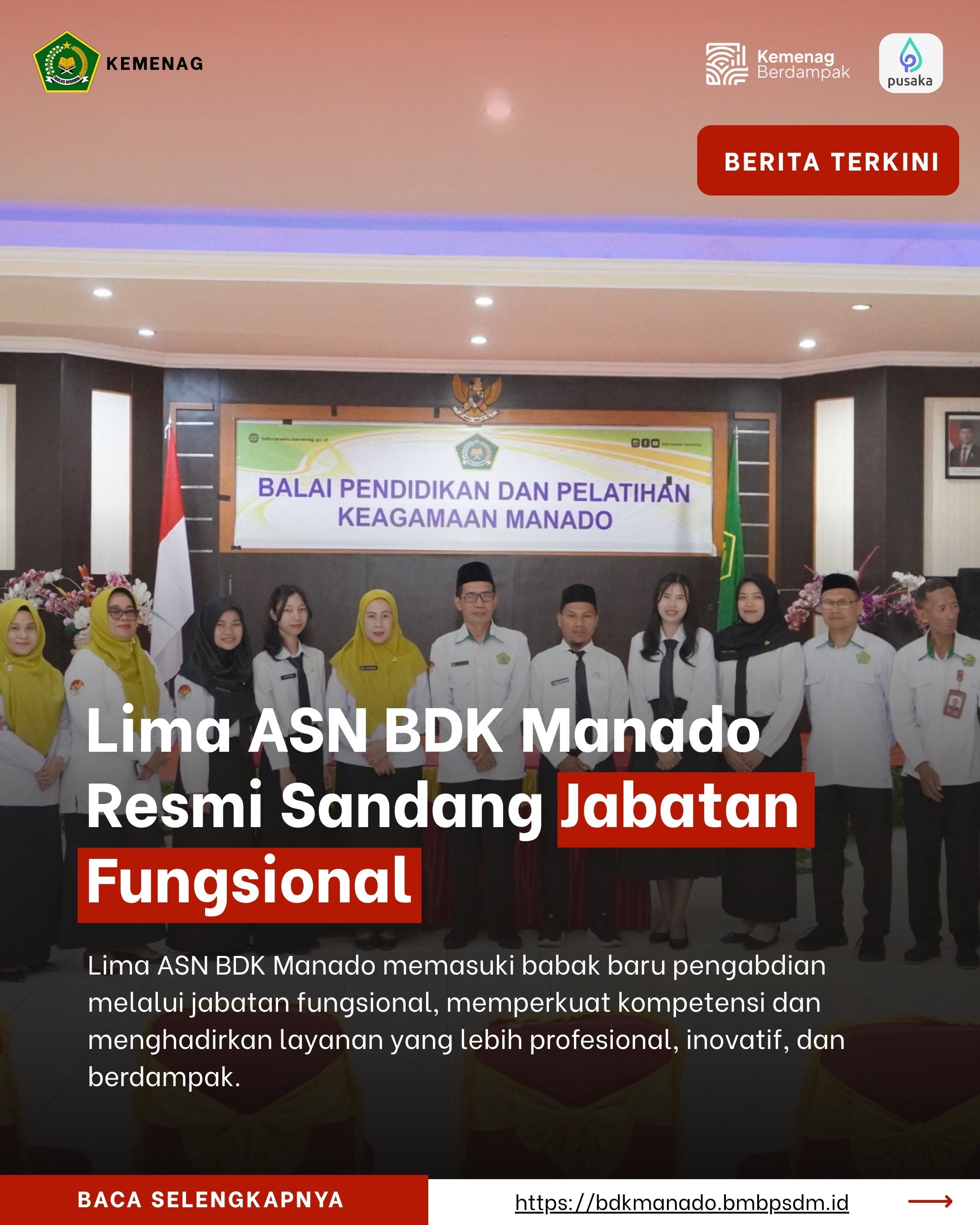 Lima ASN BDK Manado Resmi Sandang Jabatan Fungsional, Perkuat Transformasi dan Profesionalisme Layanan