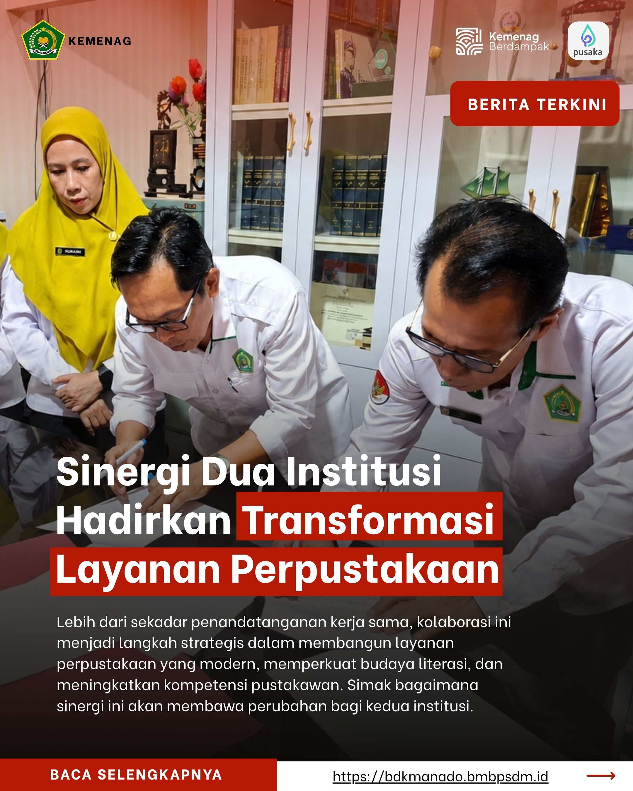Tingkatkan Kompetensi Pustakawan, BDK Manado dan IAIN Tanda Tangan MoU